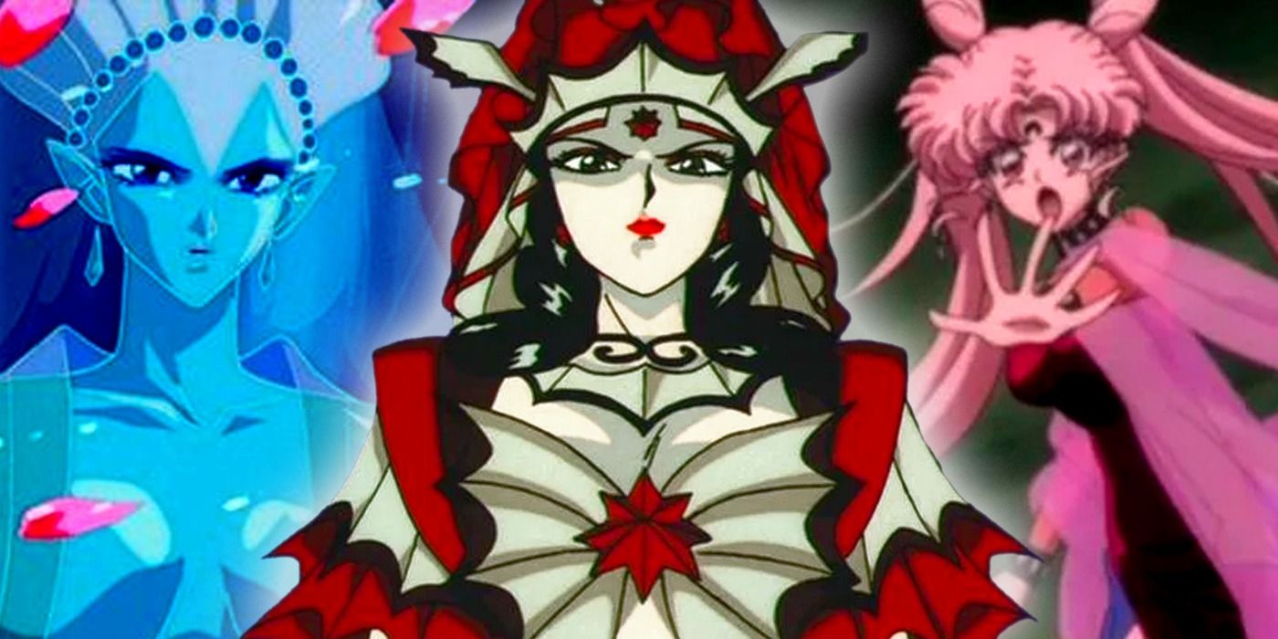 Sailor Moon villains Princess Snow Kaguya, Queen Badiane, and Wicked Lady