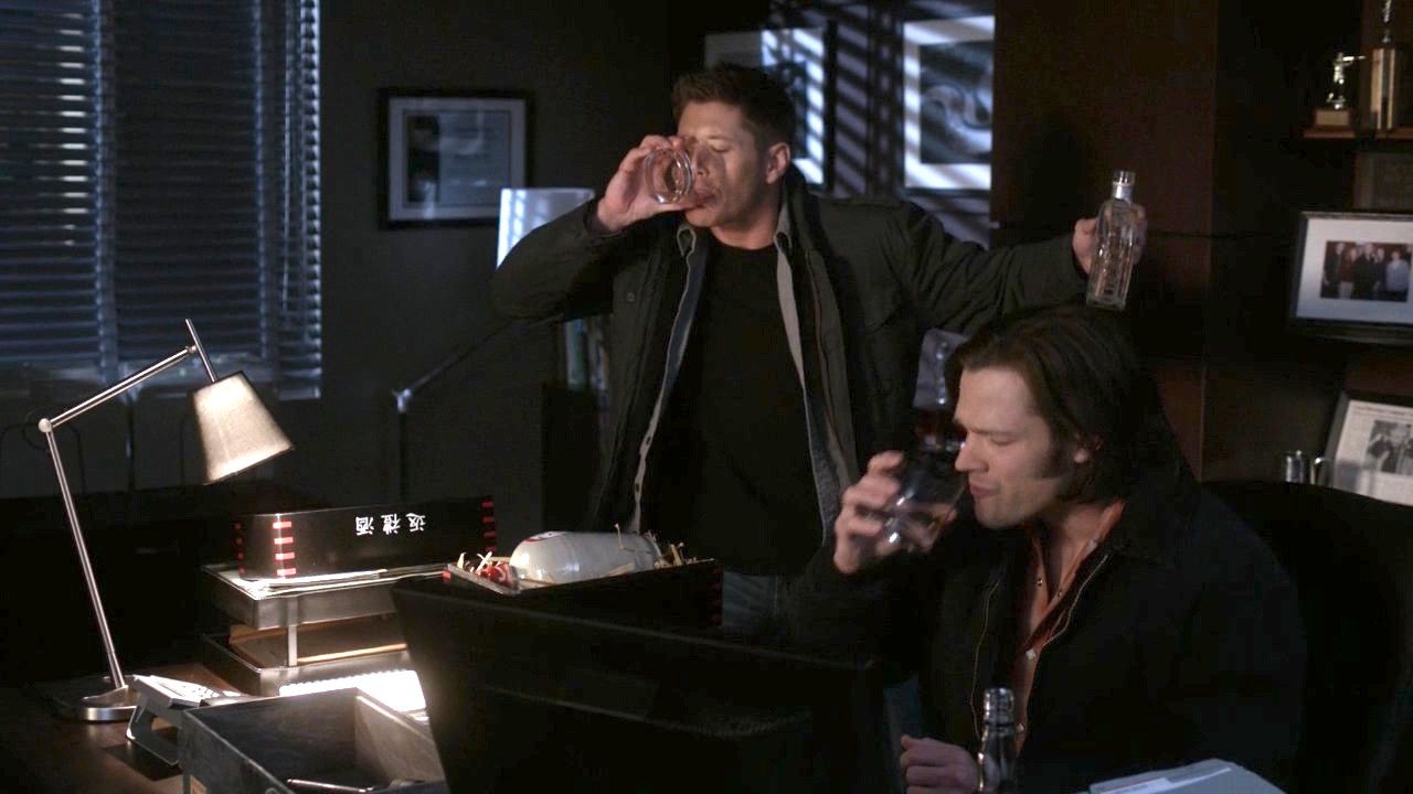 Sam and Dean drinking Supernatural