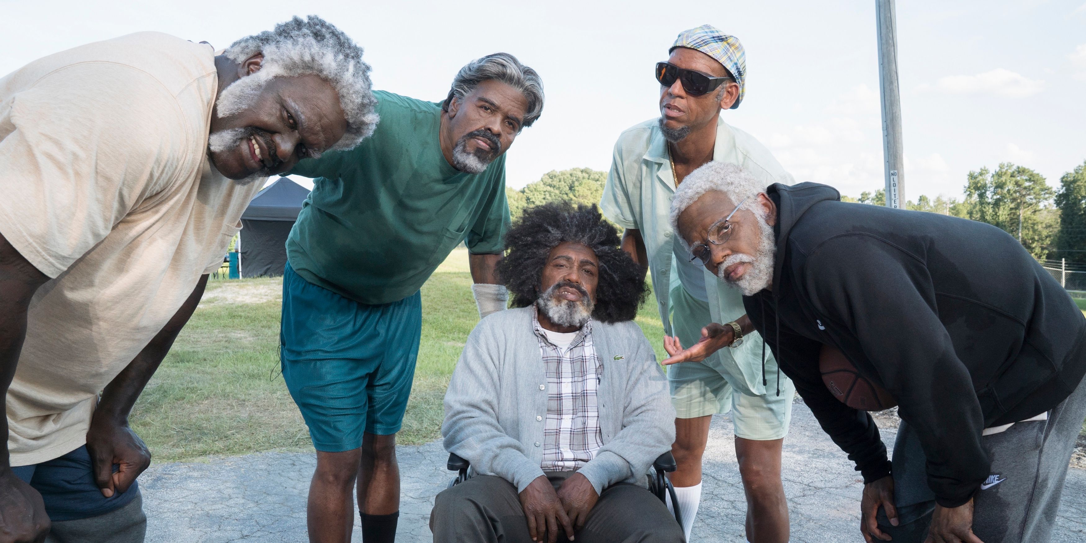 Shaquille O'Neal, Chris Webber, Nate Robinson, Reggie Miller, and Kyrie Irving in Uncle Drew