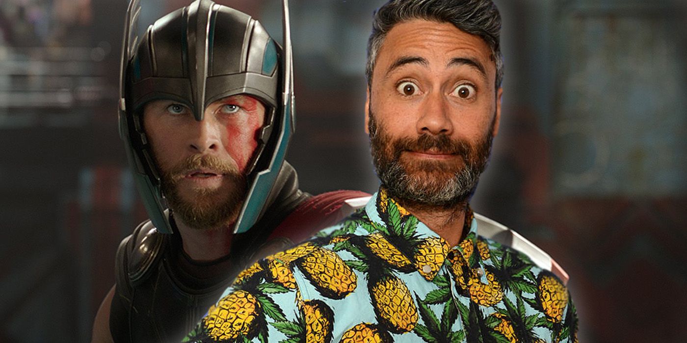 Taika Waititi and Chris Hemsworth in Thor: Ragnarok