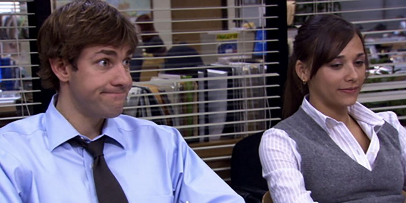 Jim and Karen sitting together in The Office.