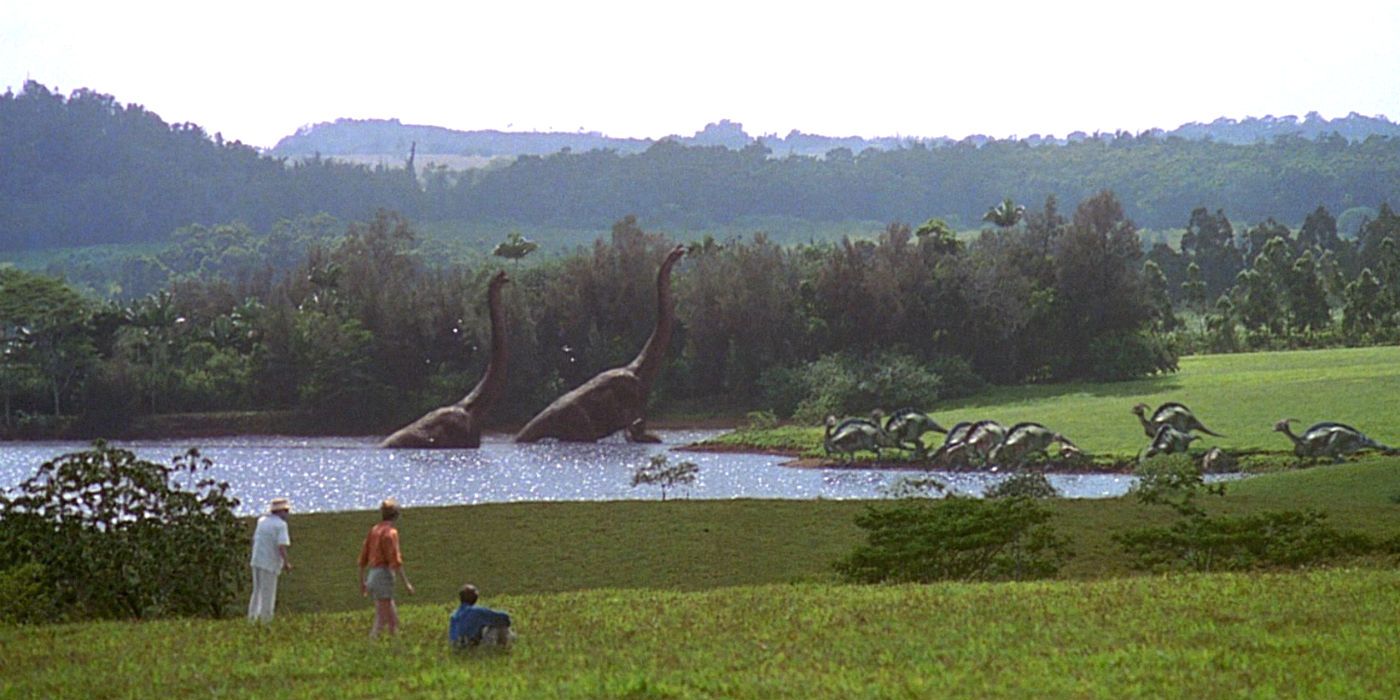 The first glimpse at a CG brachiosaurus in Jurassic Park