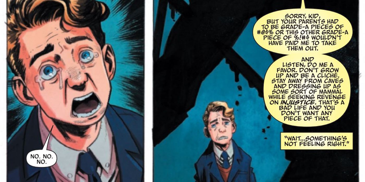 Deadpool talking to young Bruce Wayne