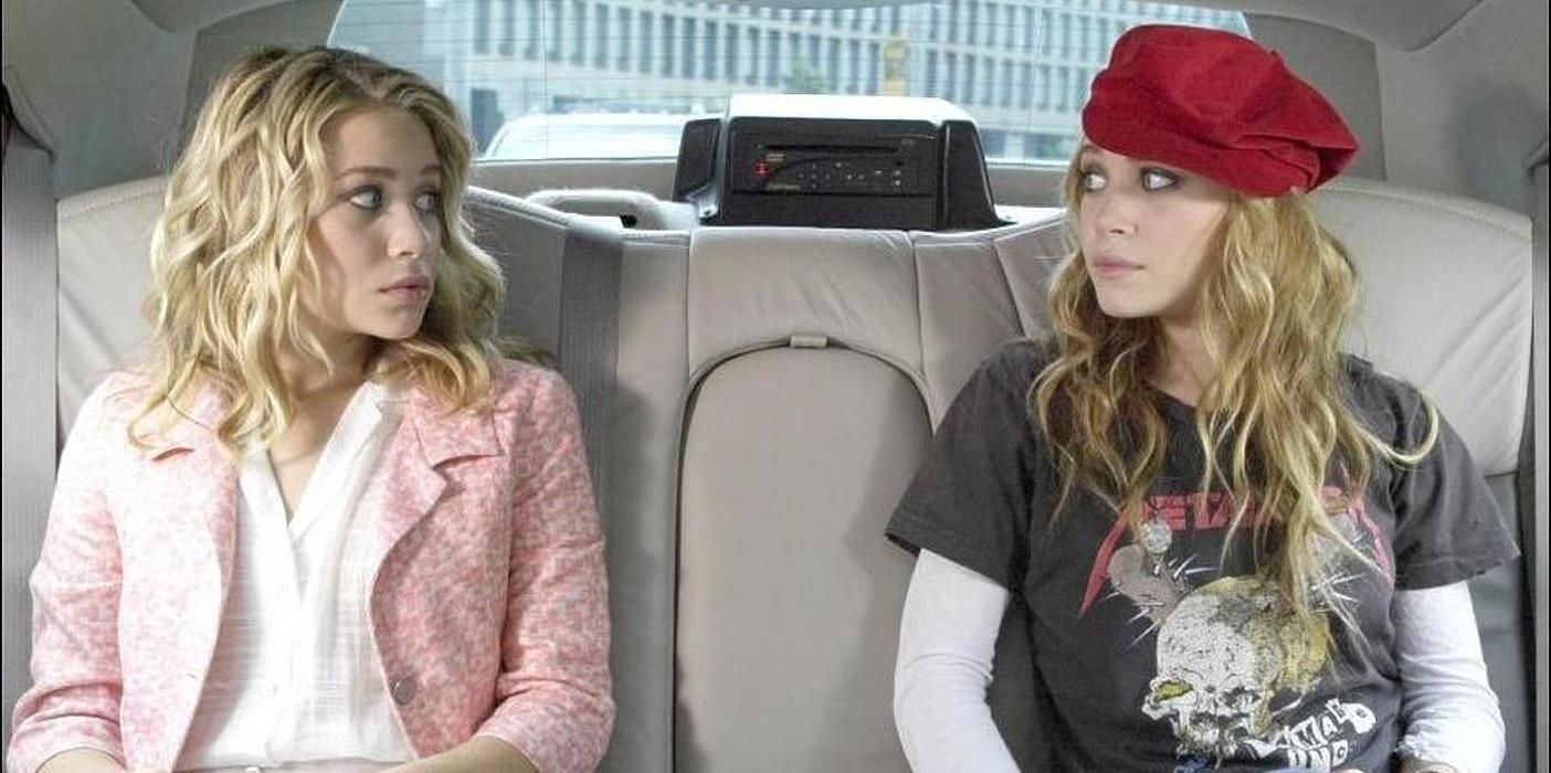 The Olsen twins in a cab in New York Minute