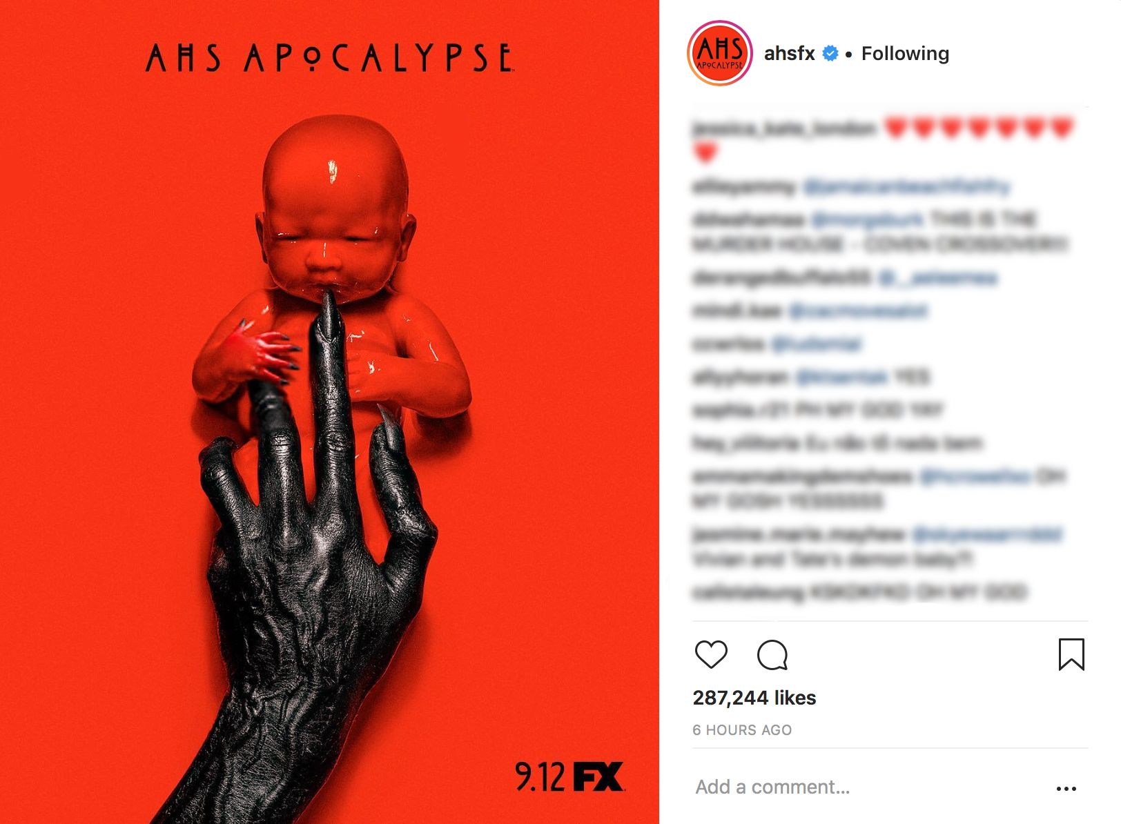 American Horror Story Apocalypse Instagram poster