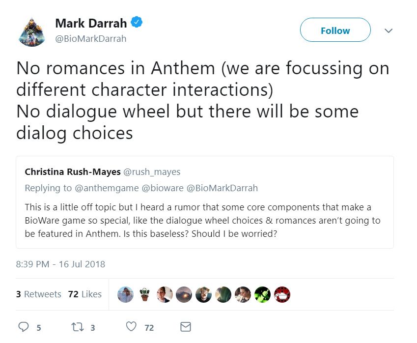 BioWare Gets Rid of the Dialogue Wheel in Anthem