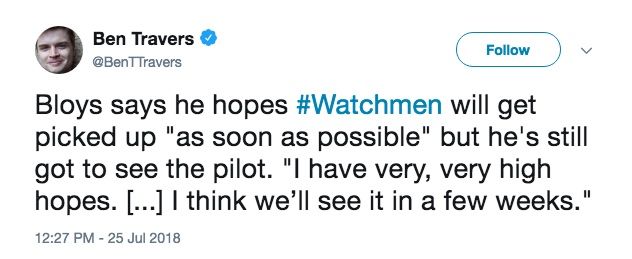 Ben Travers Watchmen HBO tweet