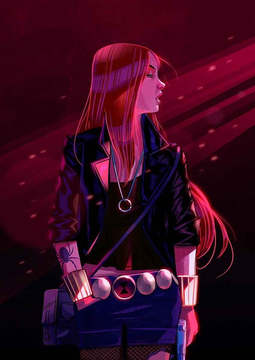 Black Widow Hipster Fan Art by Stephen Byrne