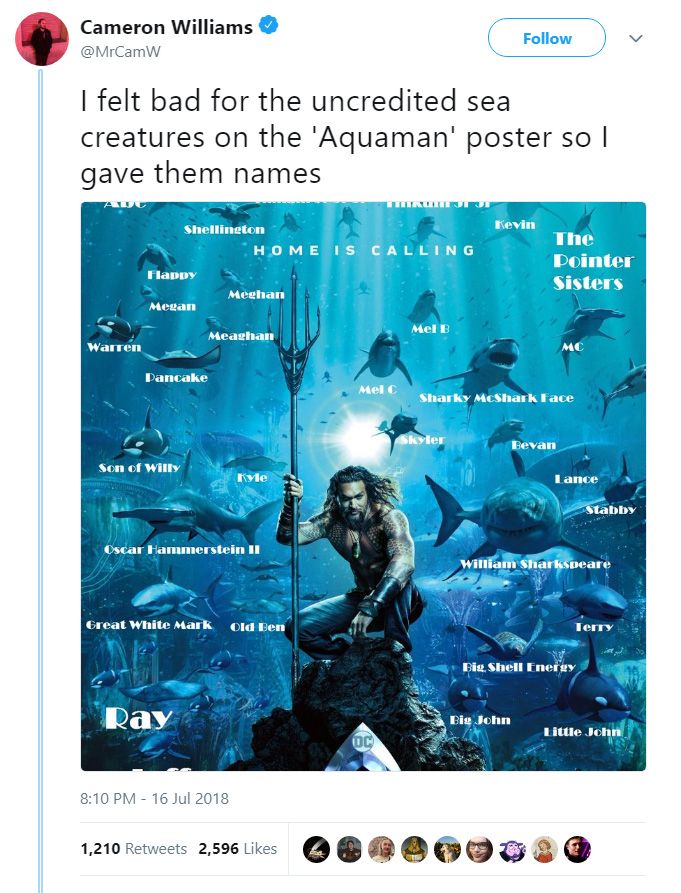 Cameron Williams Aquaman Tweet