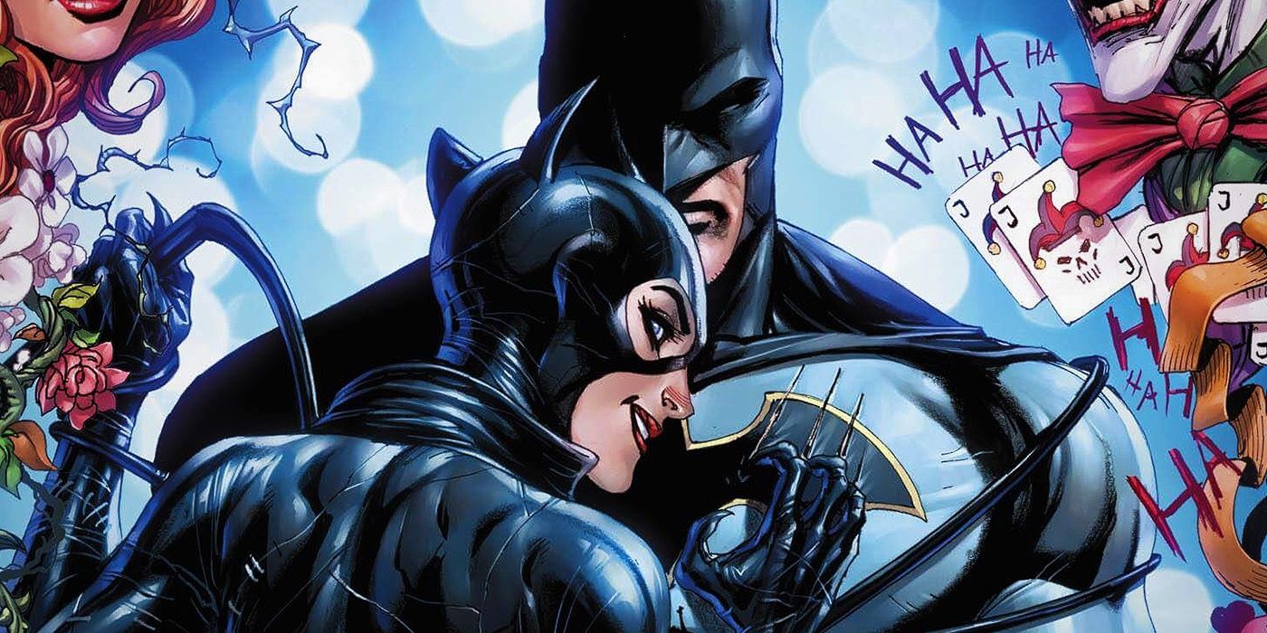 Catwoman scratches Batman's uniform in DC Comics