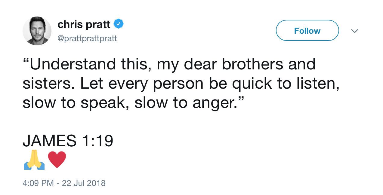 Chris Pratt James Gunn tweet