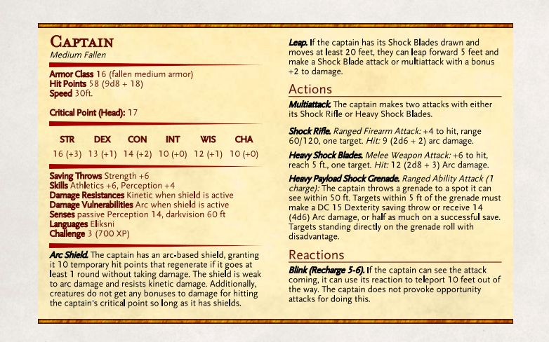 DandDestiny Enemy Captain Sheet