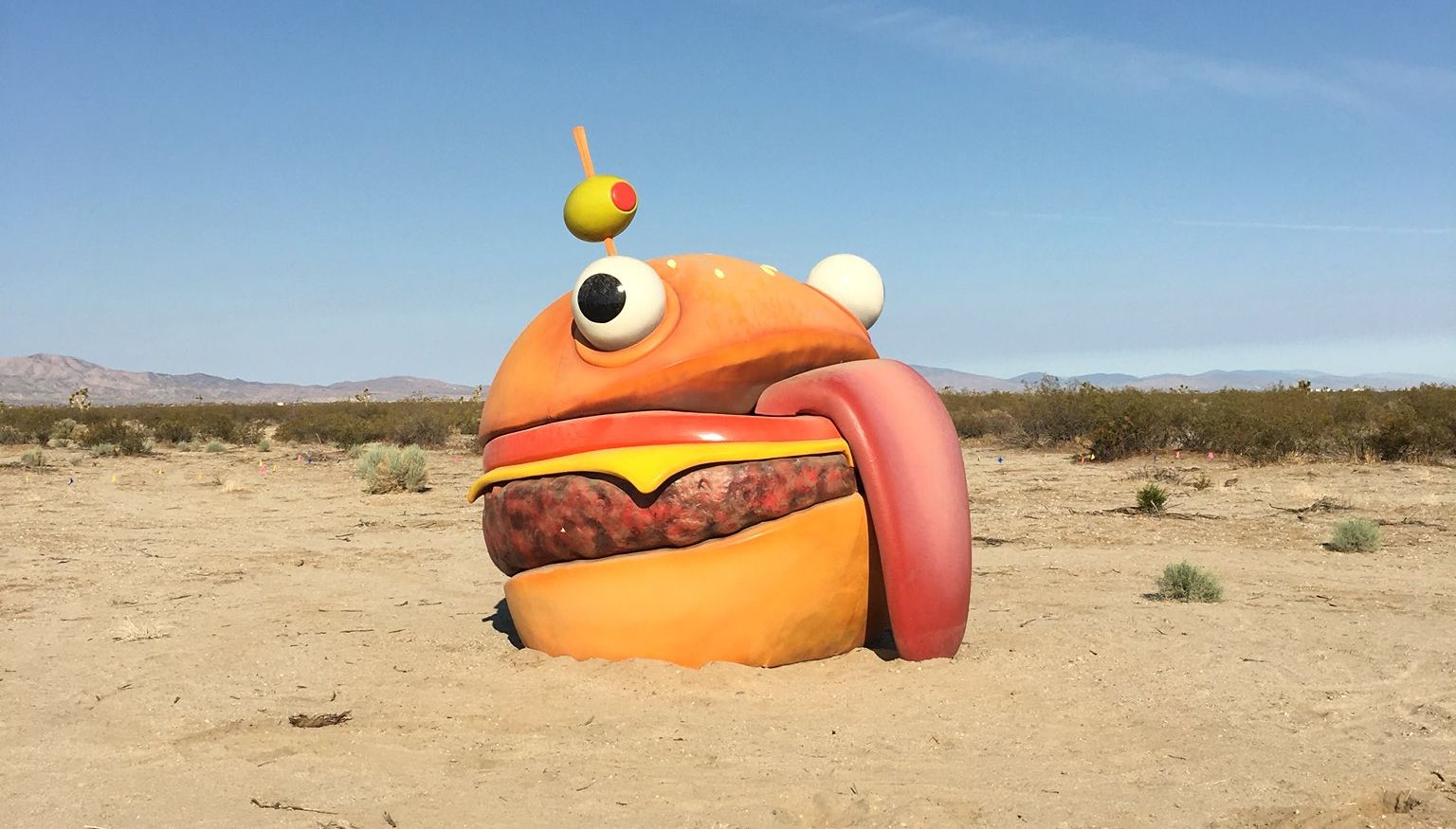 Durrr Burger from Fortnite appears in the desert by Sela Shiloni