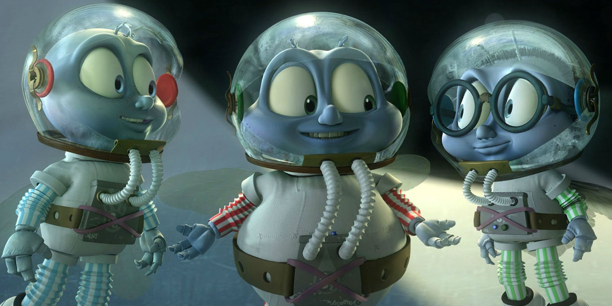 Flies in astronaut suits in Fly Me to the Moon