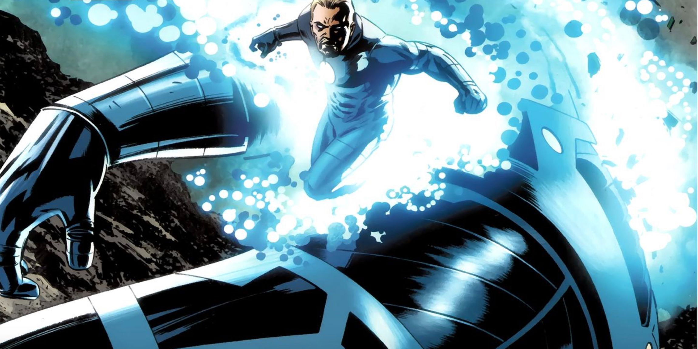 Adult Franklin Richards attacks Celestials in Marvel Comics.