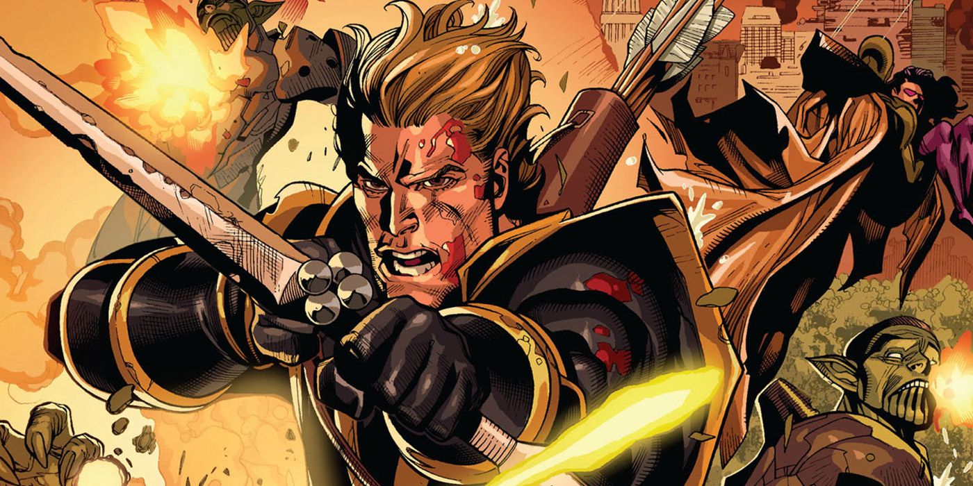 Hawkeye aiming his bow in Marvel Comics