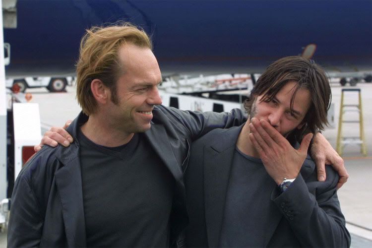 Hugo Weaving and Keanu Reeves