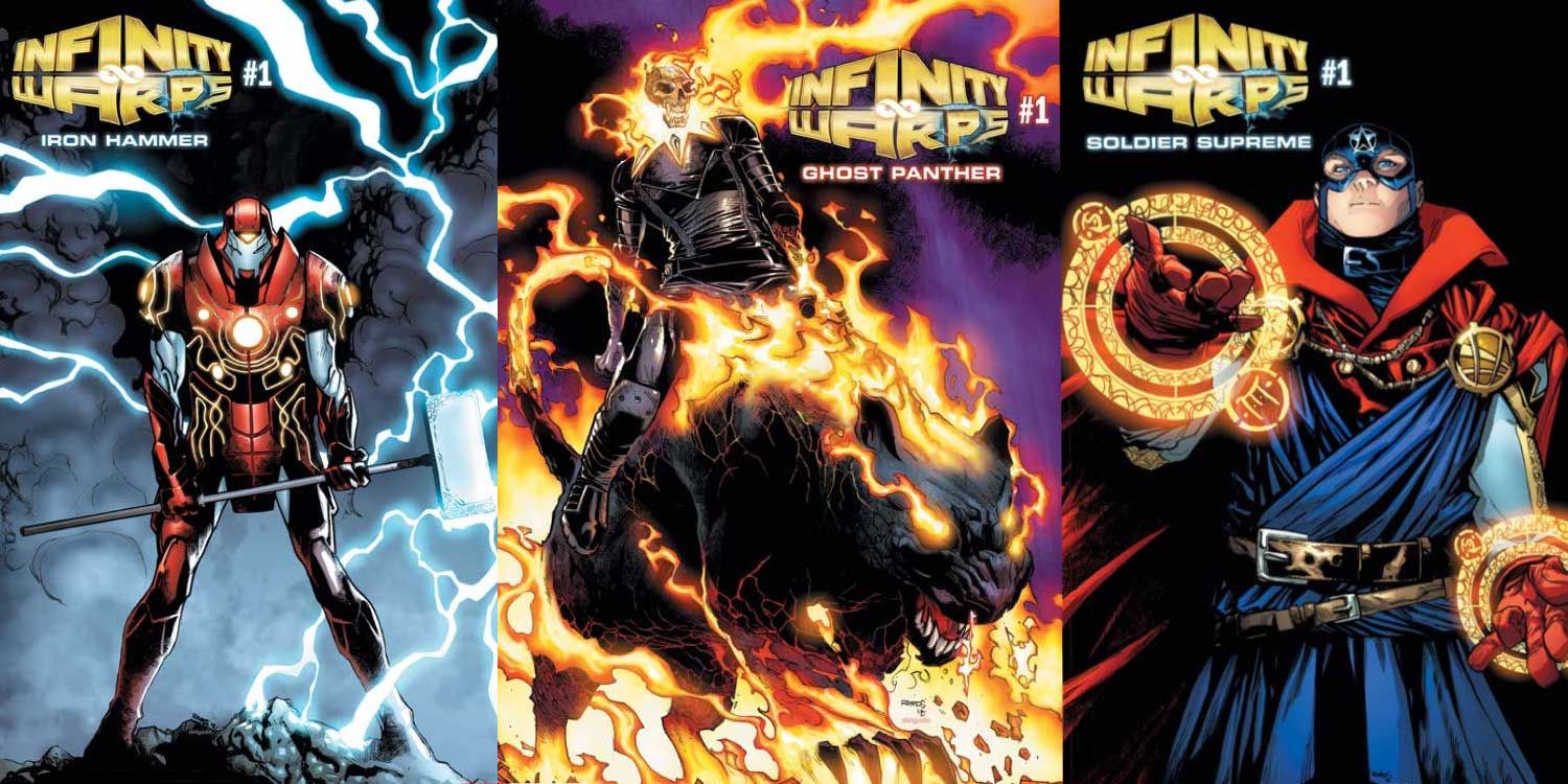 Split image of Iron Hammer, Ghost Panther, and Soldier Supreme from Marvel Comics.