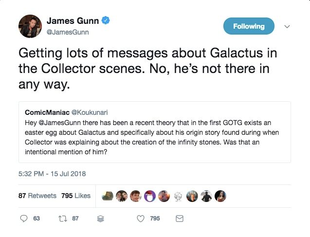 James Gunn Guardians of the Galaxy Galactus Easter Egg
