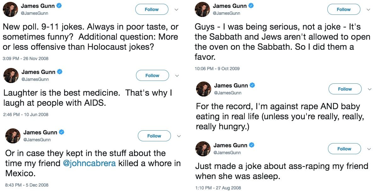 James Gunn offensive tweets