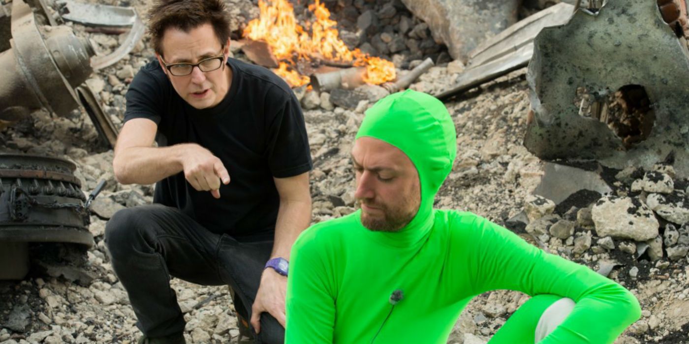 James and Sean Gunn on the set of Guardians of the Galaxy