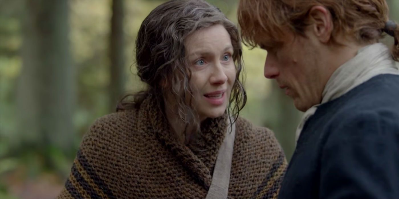 Claire pleading with Jamie in Outlander season 4