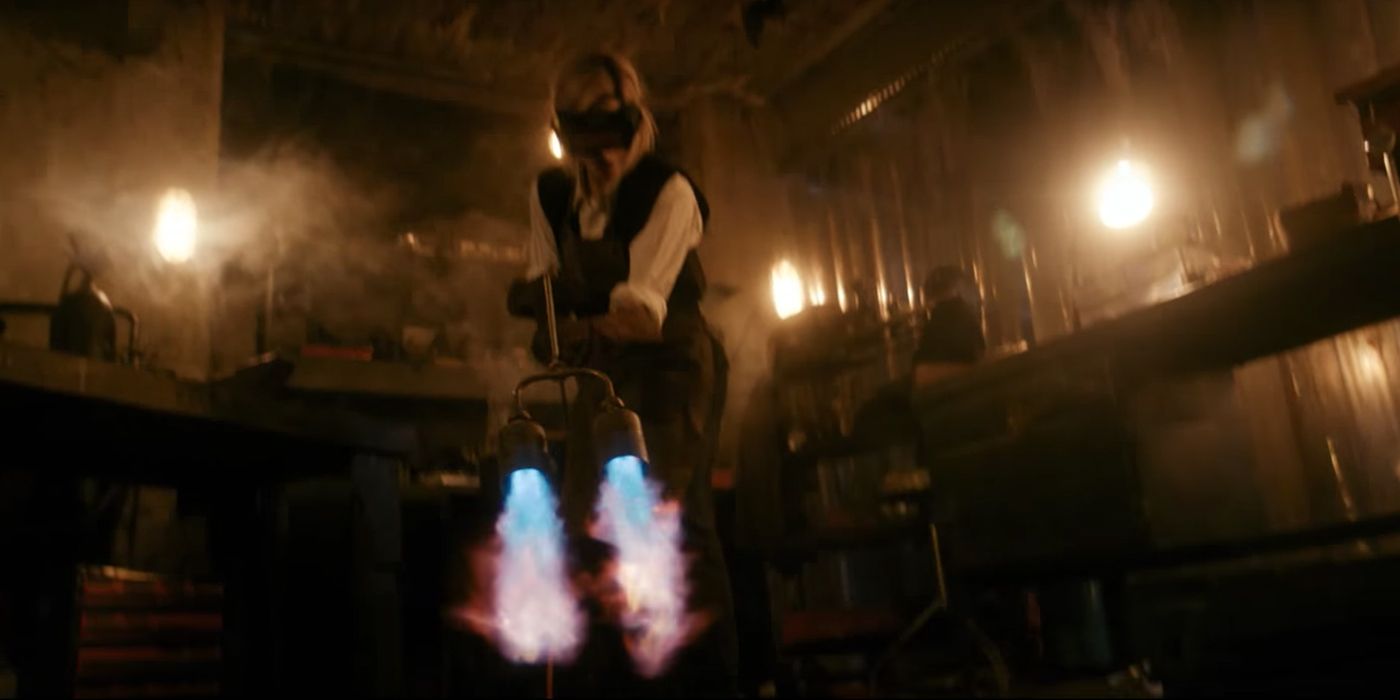Jodie Whittaker with a blowtorch in Doctor Who