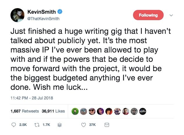Kevin Smith Twitter Writing Gig