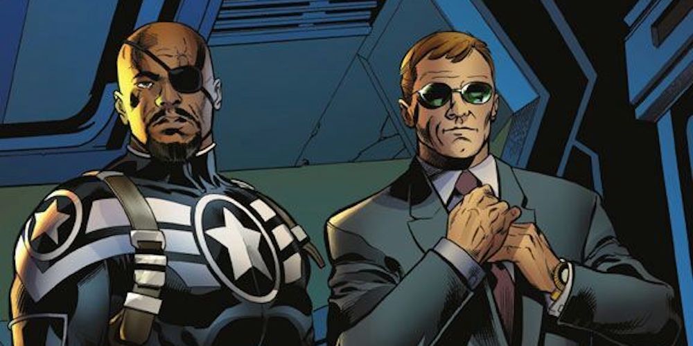 Nick Fury stands next to Phil Coulson in Marvel Comics