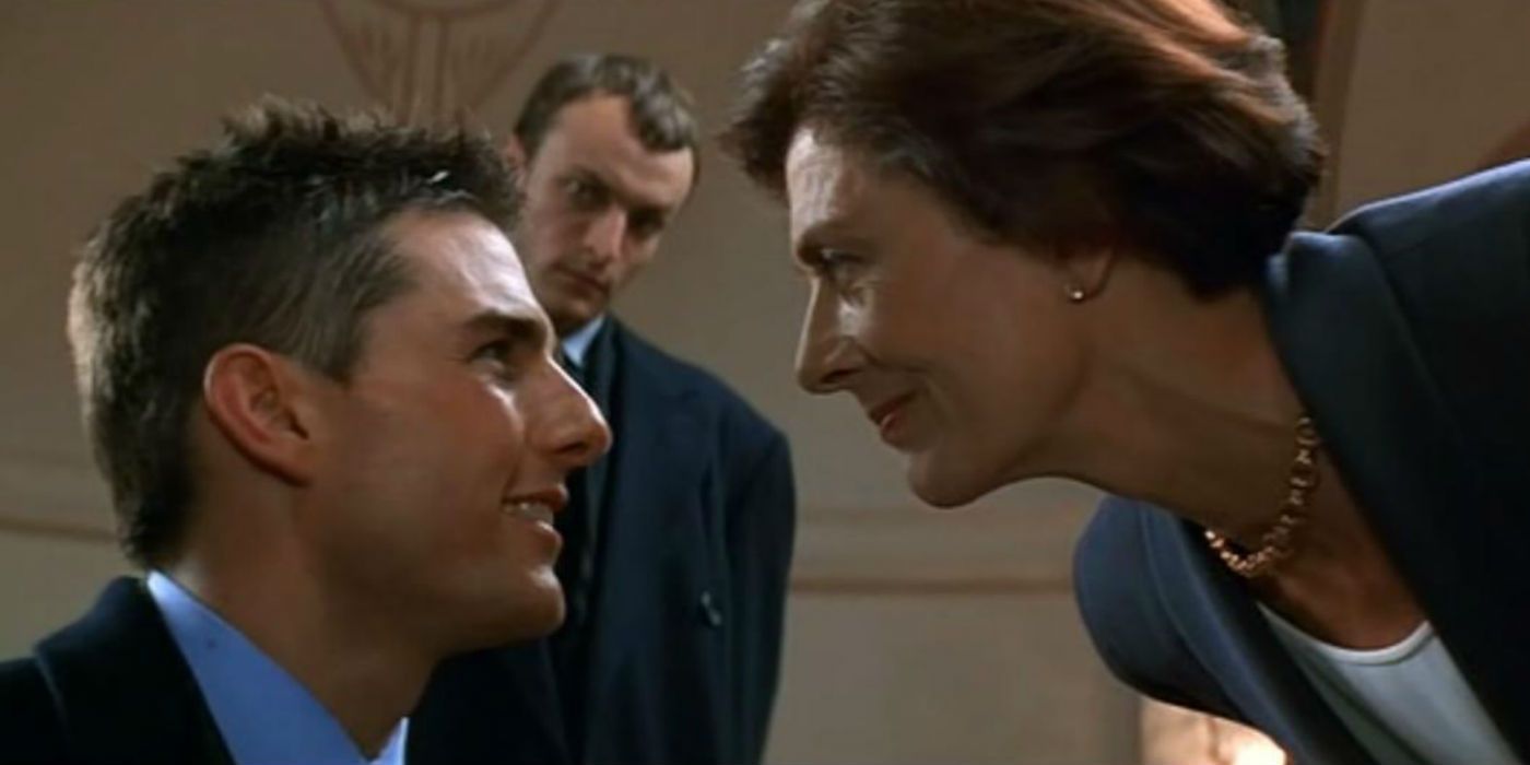 Max interrogates an IMF agent in Mission Impossible