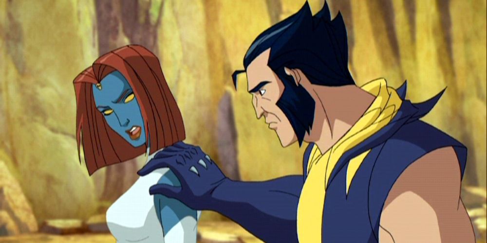 Wolverine putting his hand of Mystique's shoulder in Marvel comics