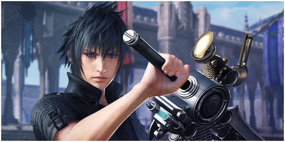 Noctis drawing his sword