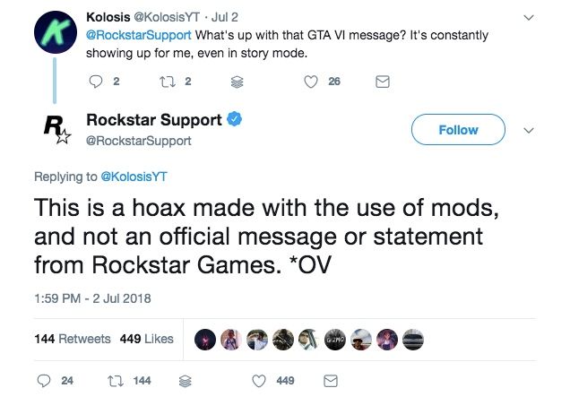 Rockstar Support GTA VI