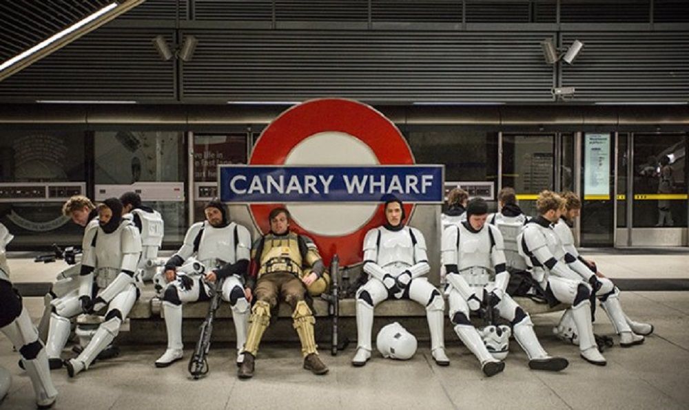Rogue One Stormtrooper subway photo BTS