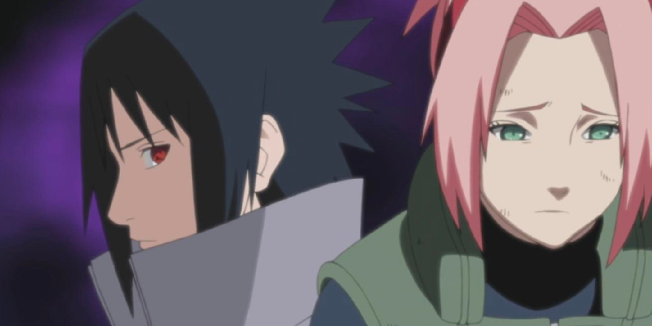 Sasuke looks at Sakura out of the corner of his eye in Naruto Shippuden