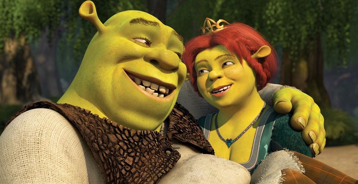 Shrek and Fiona looking at each other