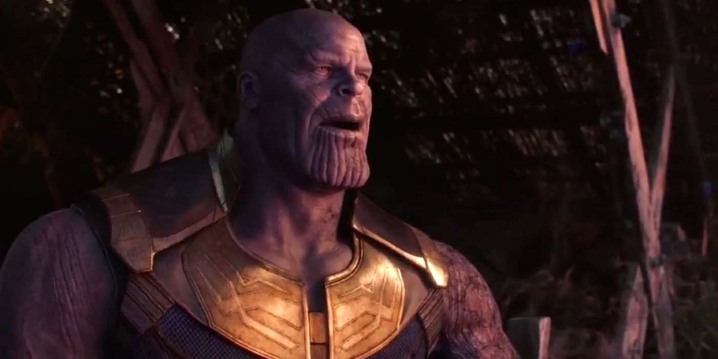 Thanos at the end of Avengers Infinity War