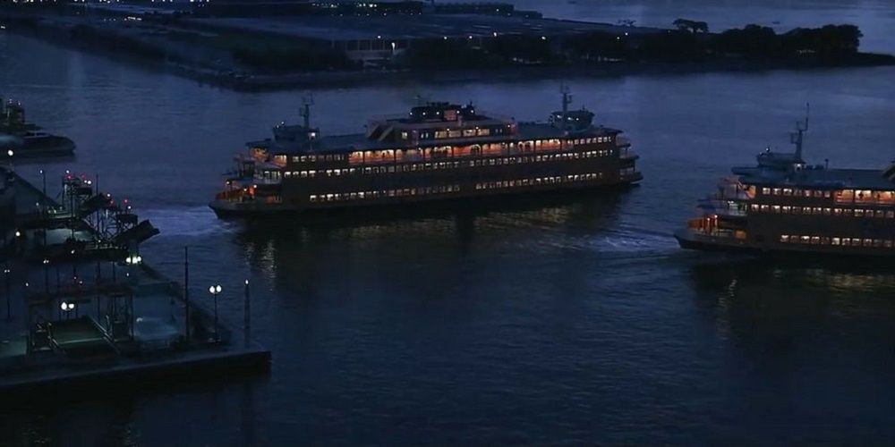 The two ferries on the see in The Dark Knight