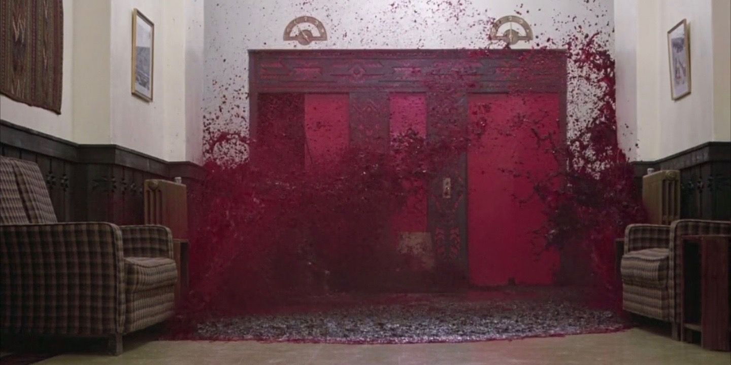 Blood emerging from an elevator in The Shining