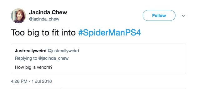 Venom Spider-Man PS4 tweet