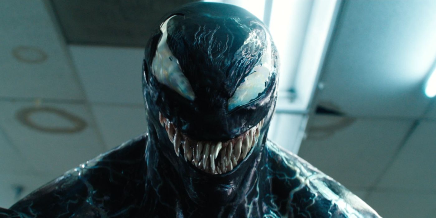 Venom smiles in the supermarket