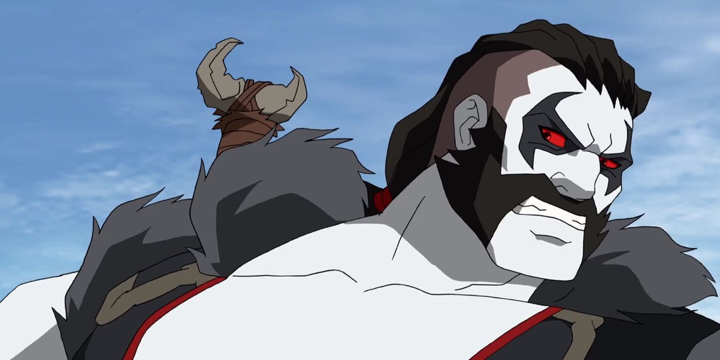 Lobo grating his teeth and looking to his side in Young Justice 
