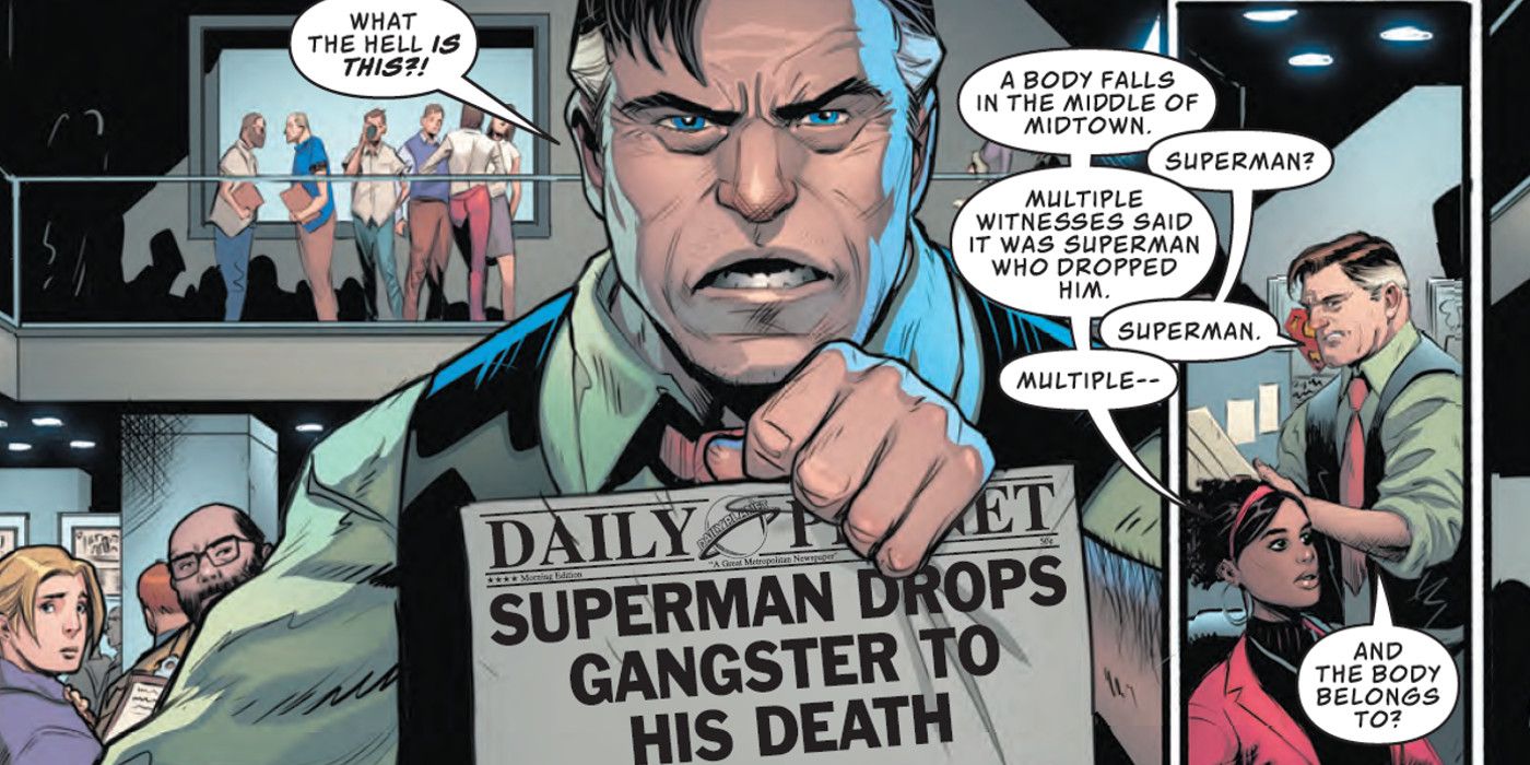 Perry White holding a newspaper in Action Comics #1002.