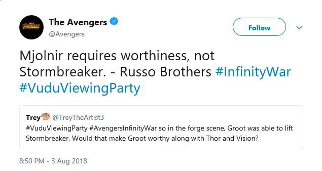 Anthony and Joe Russo Avengers Tweet About Stormbreaker