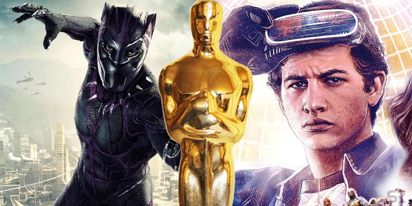 Black Panther and Ready Player One with Oscar statuette