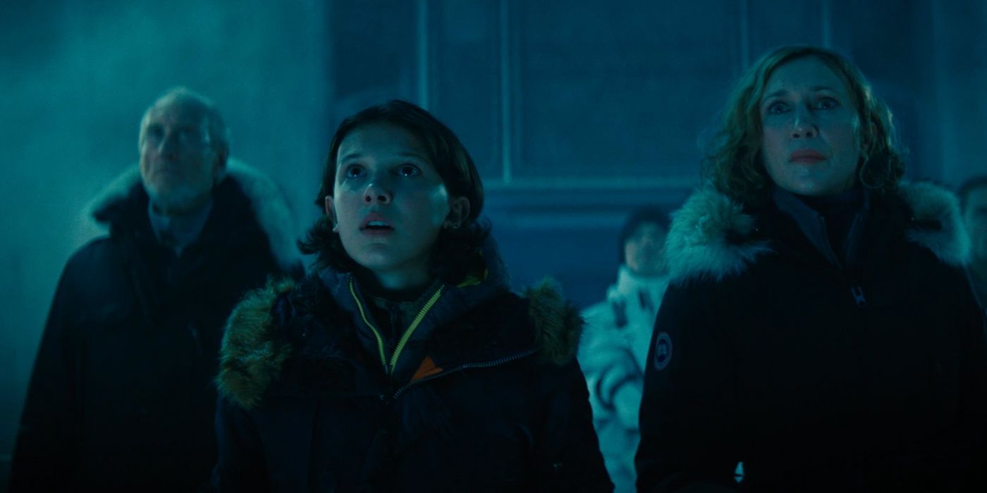 Charles Dance Millie Bobby Brown and Vera Farmiga in Godzilla king of the Monsters