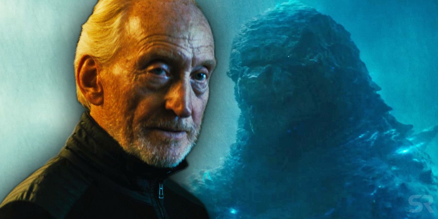 Charles Dance and Godzilla in King of the Monsters