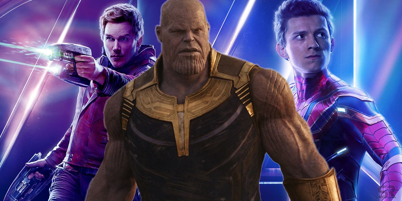 Chris Pratt Josh Brolin and Tom Holland in Avengers Infinity War