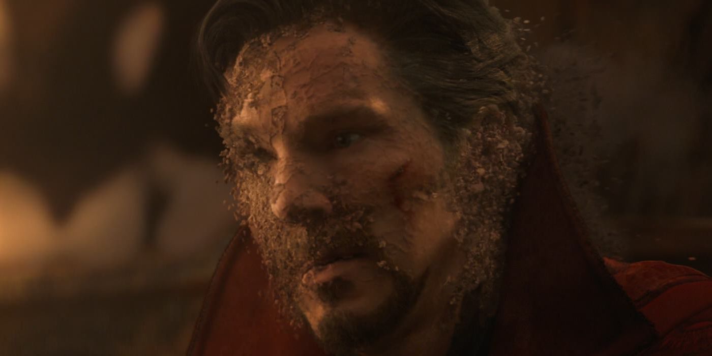 Doctor Strange looking defeated in Infinity War