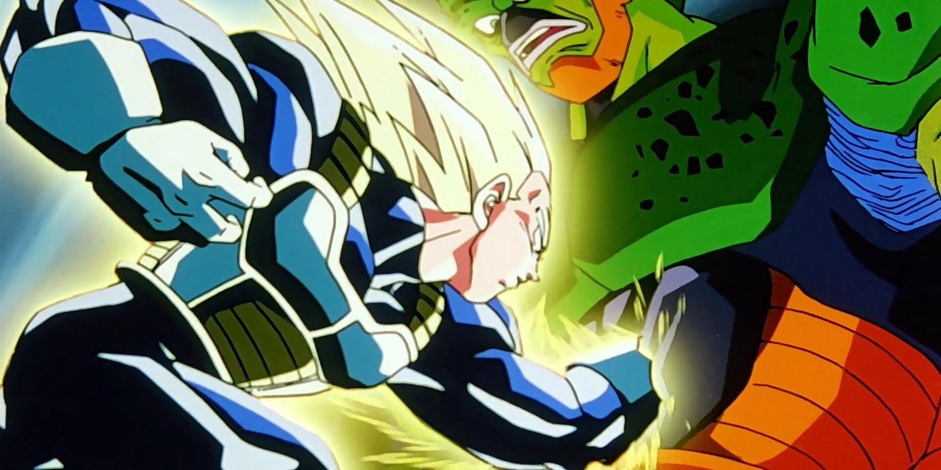 Vegeta's semi-perfect cell punch in Dragon Ball